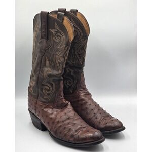 Lucchese Lucchese Classics Full-quill Ostricostrich Brown Western Boots Men 9.5D